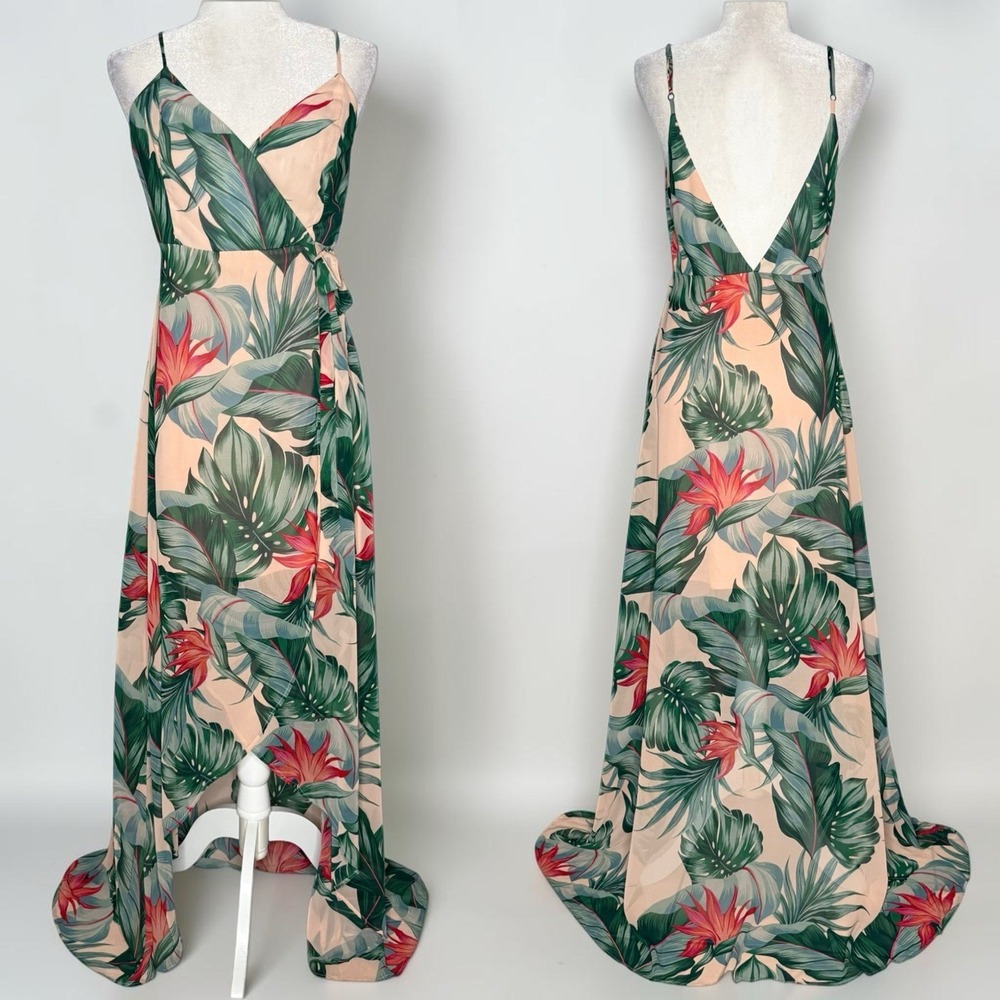 Show Me Your MuMu Tropical Floral Maxi Dress in Green, Peach & Coral